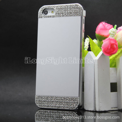 New Design Mirror With Metal Crystal Diamond  Case For iPhone 5/5S